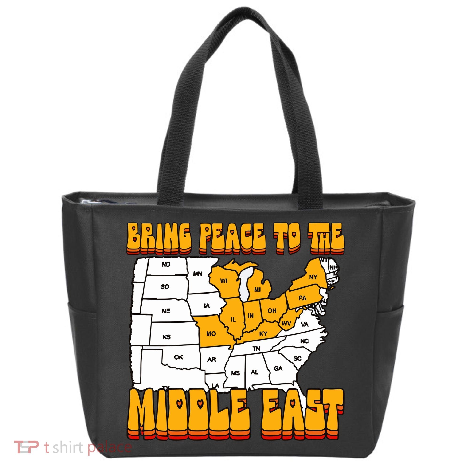 Bring Peace To The Middle East Usa Map Tote Bag