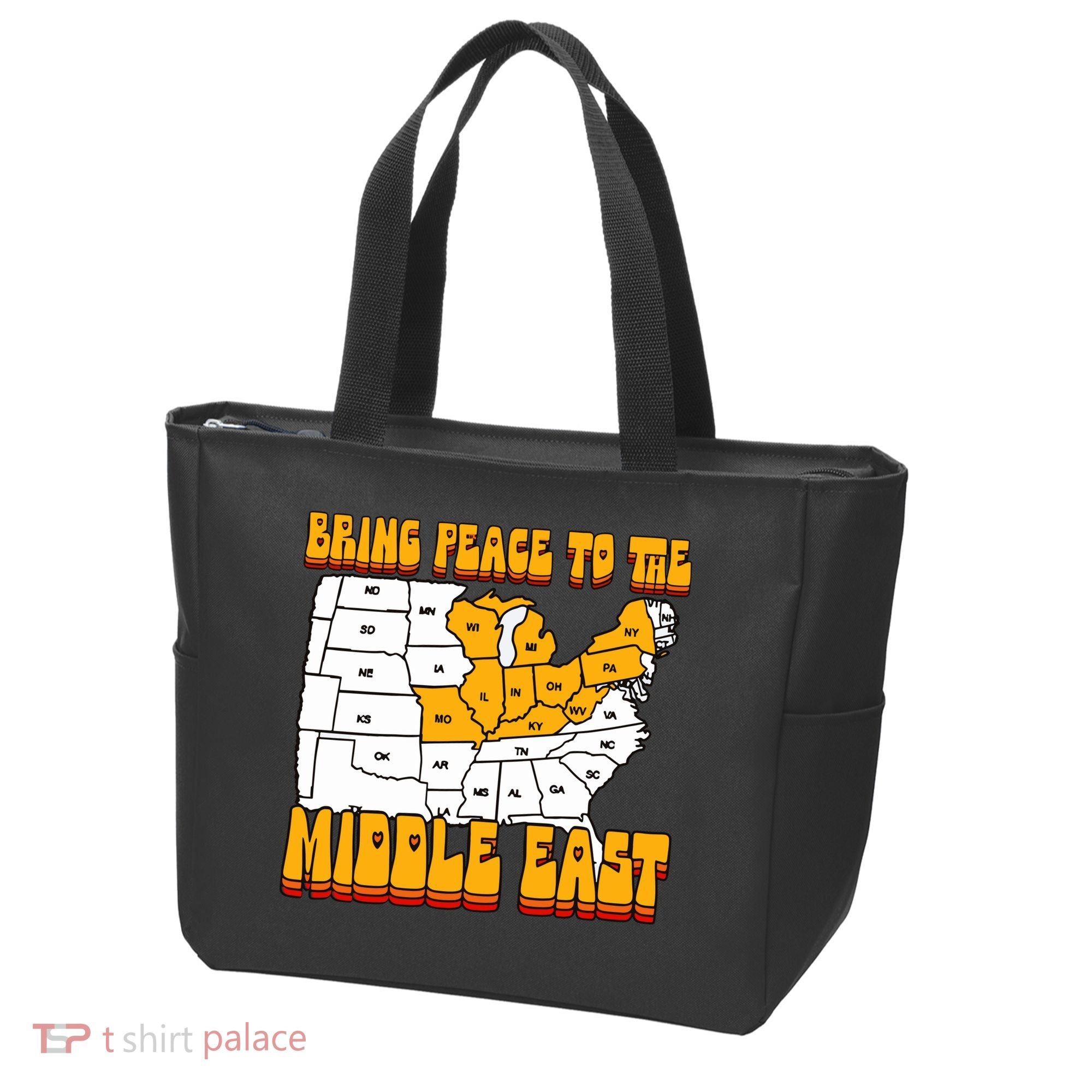 Bring Peace To The Middle East Usa Map Tote Bag