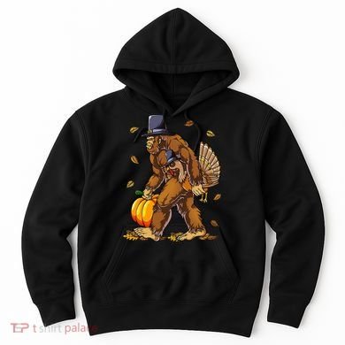 Bigfoot Pilgrim Turkey Pumpkin Thanksgiving Day Hoodie