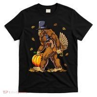Bigfoot Pilgrim Turkey Pumpkin Thanksgiving Day T-Shirt thumb 0