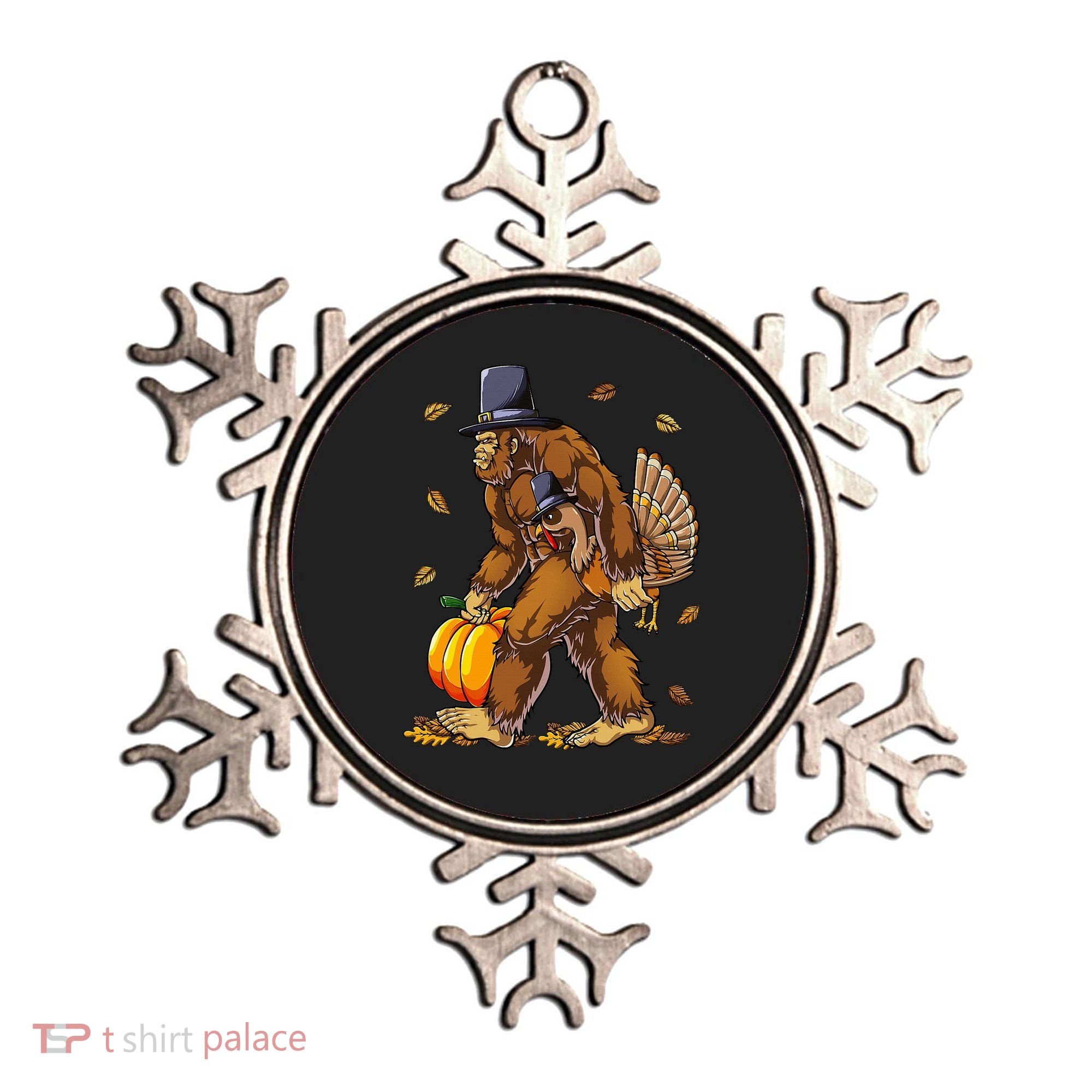 Bigfoot Pilgrim Turkey Pumpkin Thanksgiving Day Ornament
