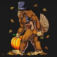 Bigfoot Pilgrim Turkey Pumpkin Thanksgiving Day Baby Bodysuit thumb 2