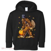 Bigfoot Pilgrim Turkey Pumpkin Thanksgiving Day Toddler Hoodie thumb 0