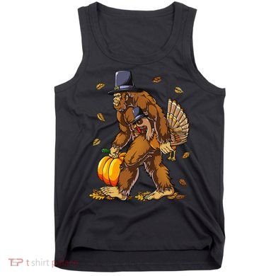 Bigfoot Pilgrim Turkey Pumpkin Thanksgiving Day Tank Top