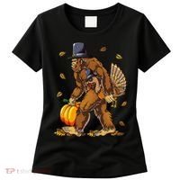 Bigfoot Pilgrim Turkey Pumpkin Thanksgiving Day Women's T-Shirt thumb 0