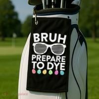 Bruh Prepare To Dye Funny Easter Egg Dyeing Golf Towel thumb 2