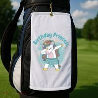 Birthday Princess Unicorn Cute Gift Golf Towel thumb 2