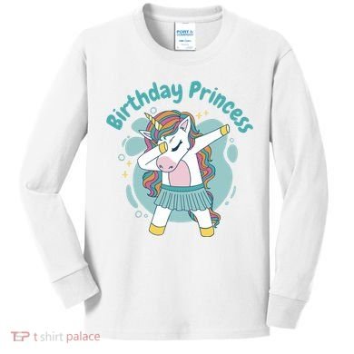 Birthday Princess Unicorn Cute Gift Kids Long Sleeve Shirt