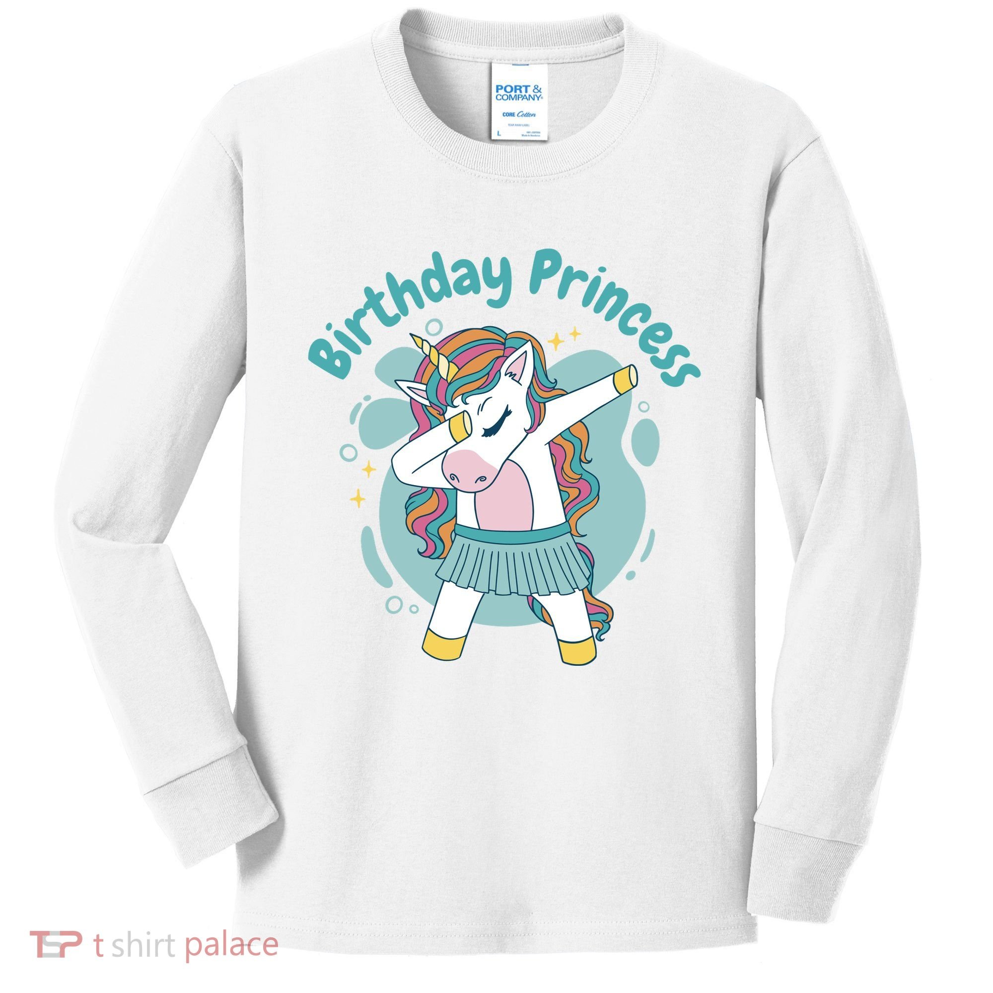 Birthday Princess Unicorn Cute Gift Kids Long Sleeve Shirt