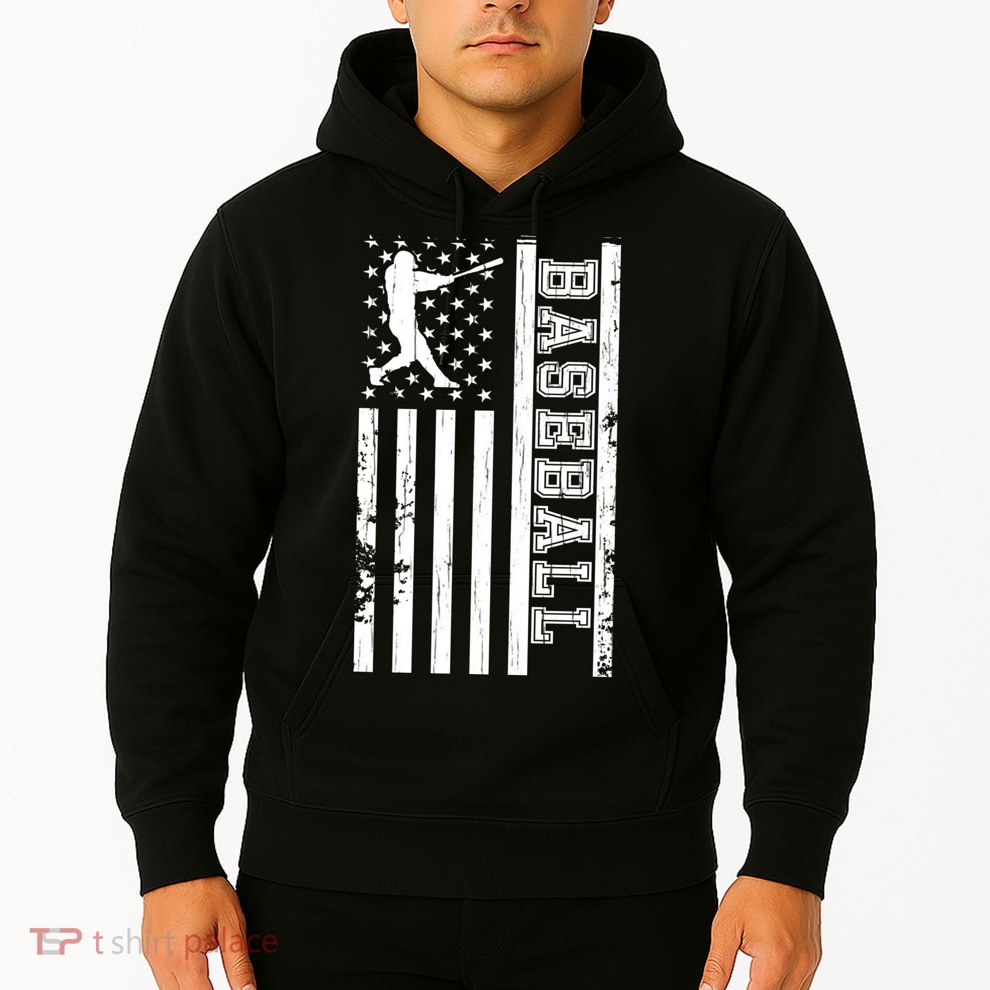 Baseball Pitcher USA Flag Hoodie