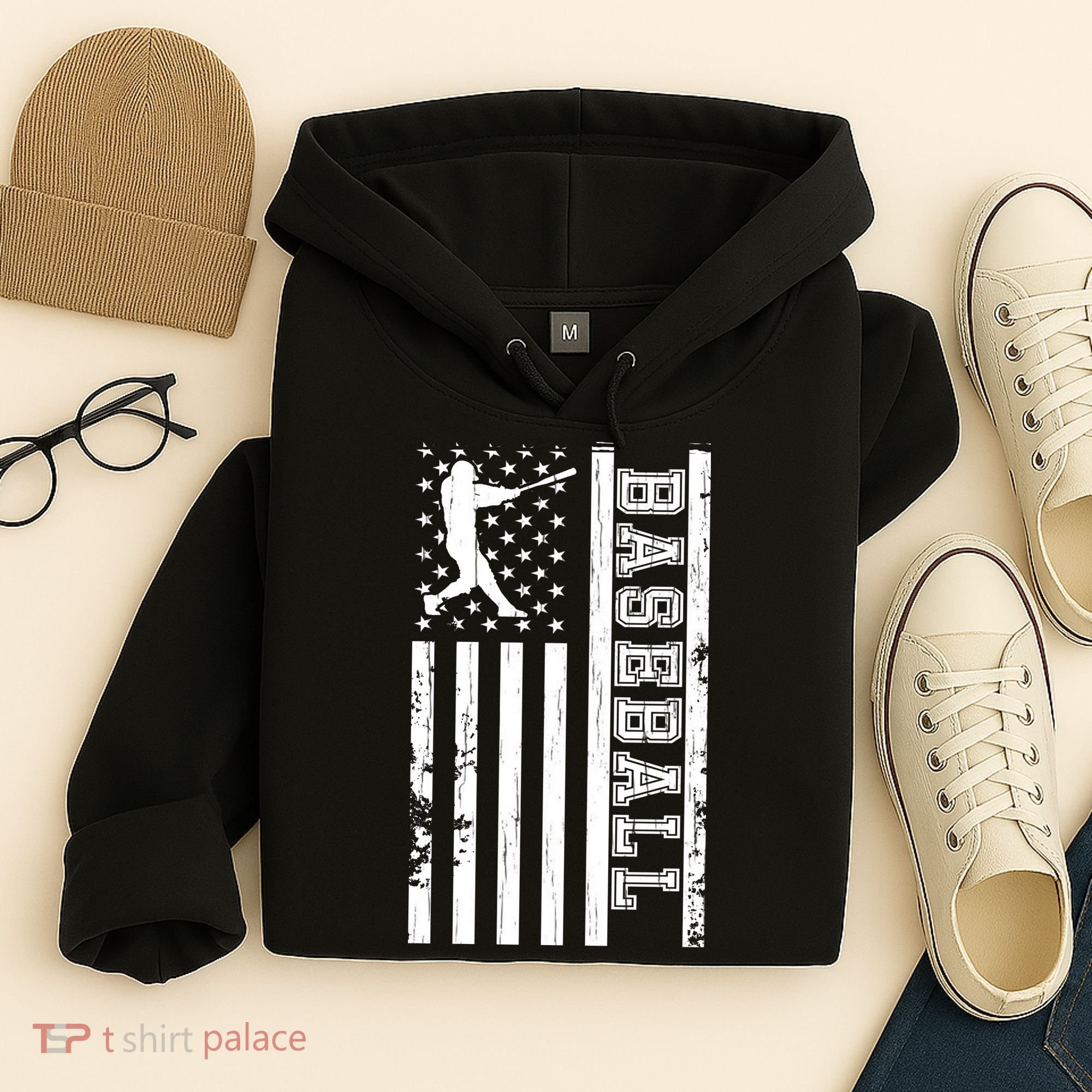 Baseball Pitcher USA Flag Hoodie