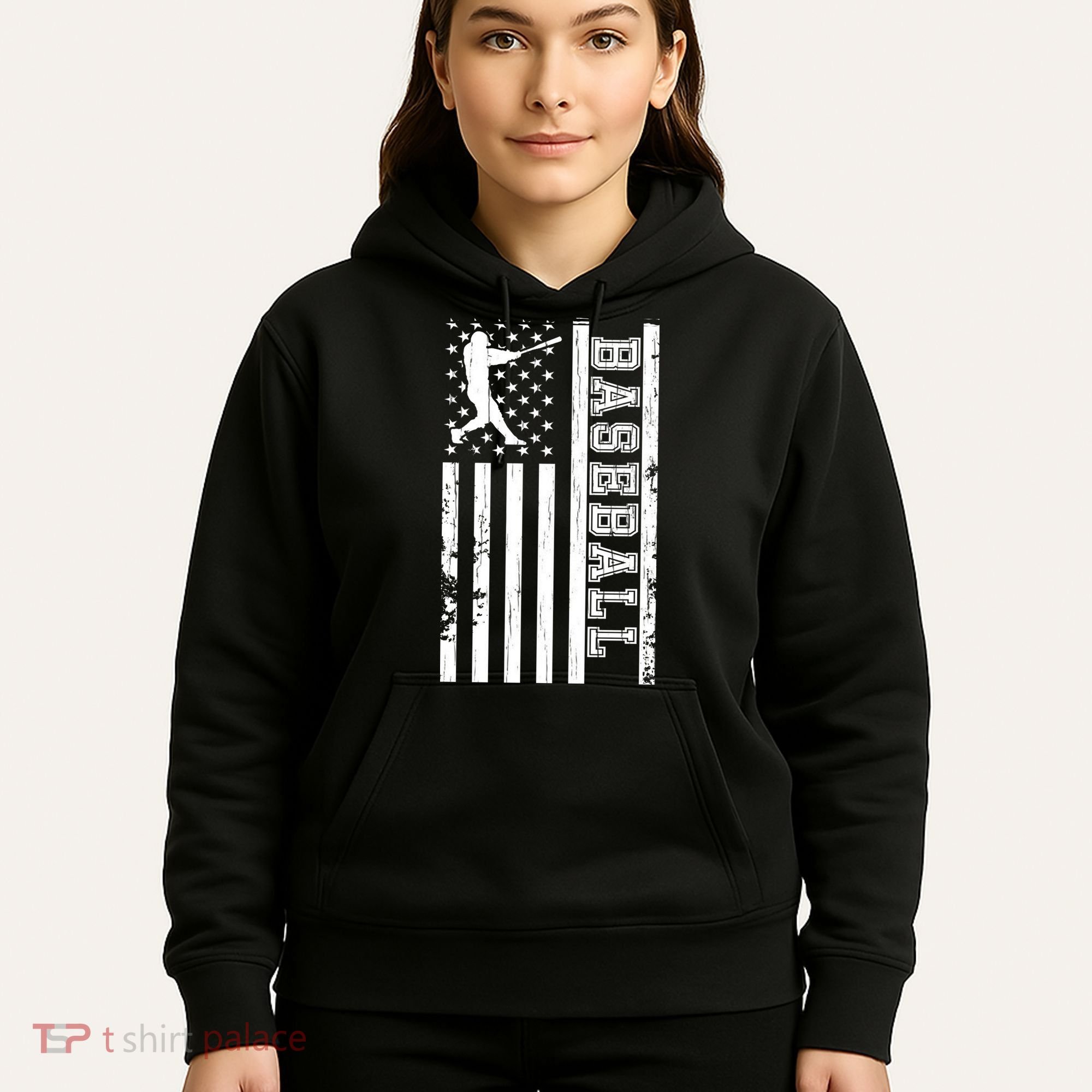 Baseball Pitcher USA Flag Hoodie