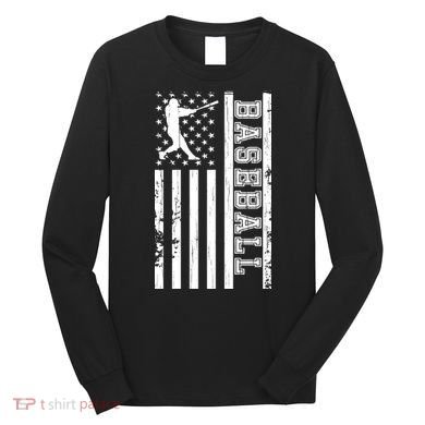 Baseball Pitcher USA Flag Long Sleeve Shirt