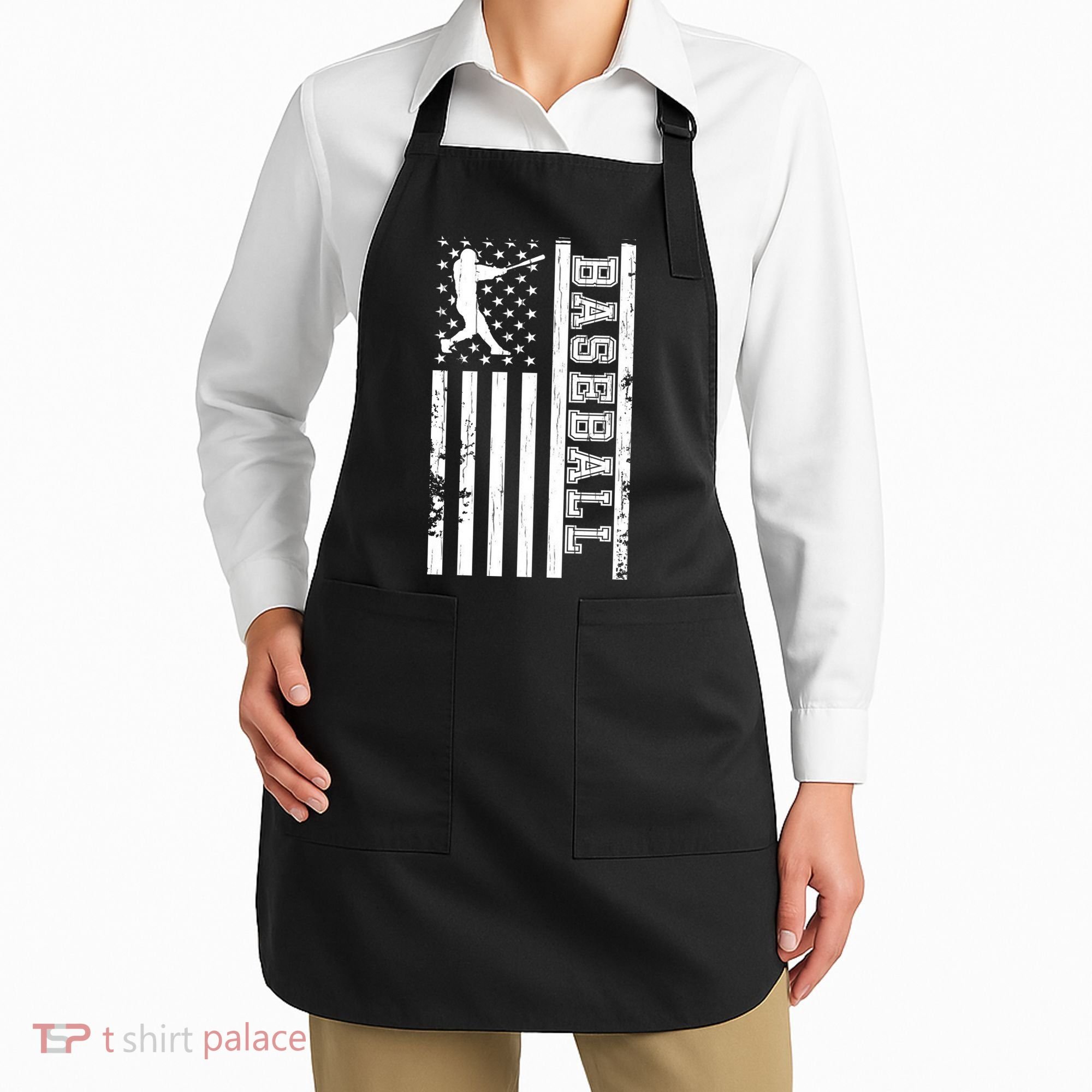 Baseball Pitcher USA Flag Apron