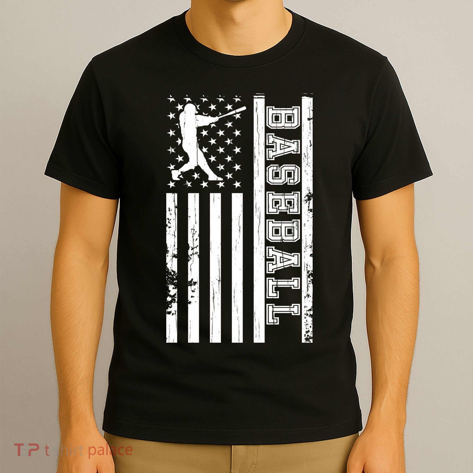 Baseball Pitcher USA Flag T-Shirt