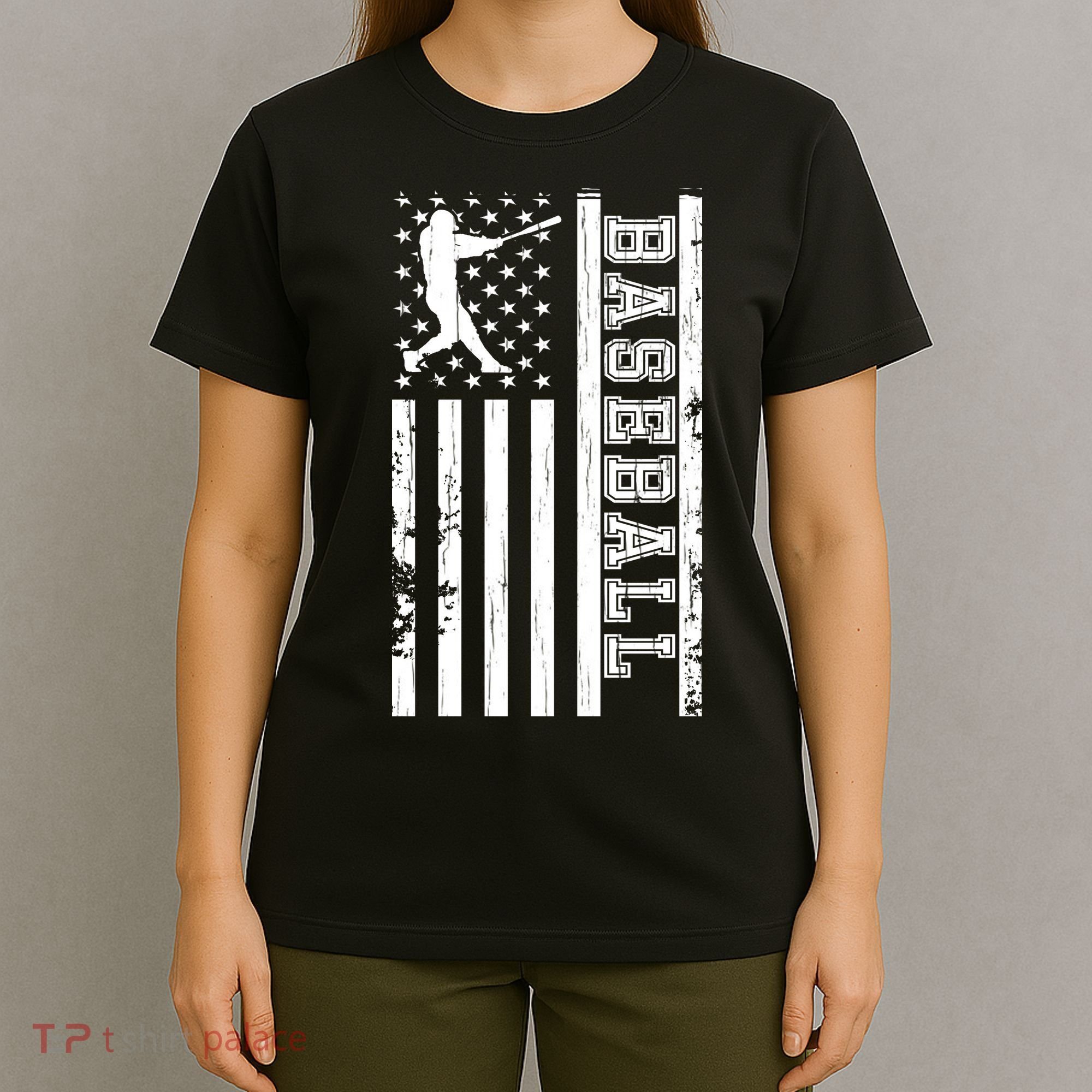Baseball Pitcher USA Flag T-Shirt