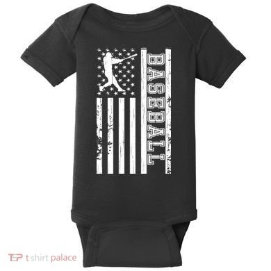 Baseball Pitcher USA Flag Baby Bodysuit