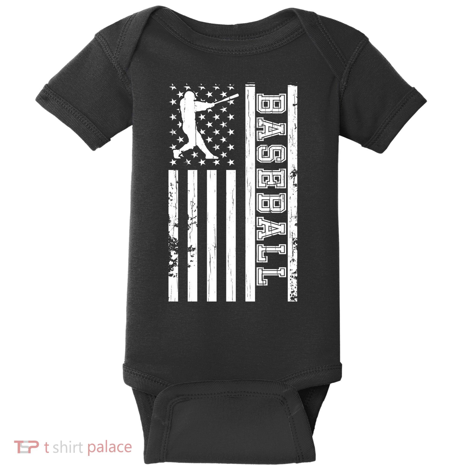 Baseball Pitcher USA Flag Baby Bodysuit