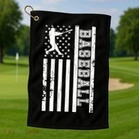 Baseball Pitcher USA Flag Golf Towel thumb 1