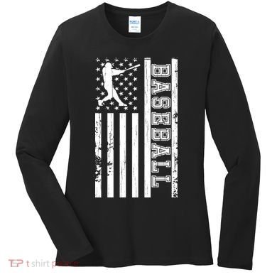 Baseball Pitcher USA Flag Women's Long Sleeve Shirt