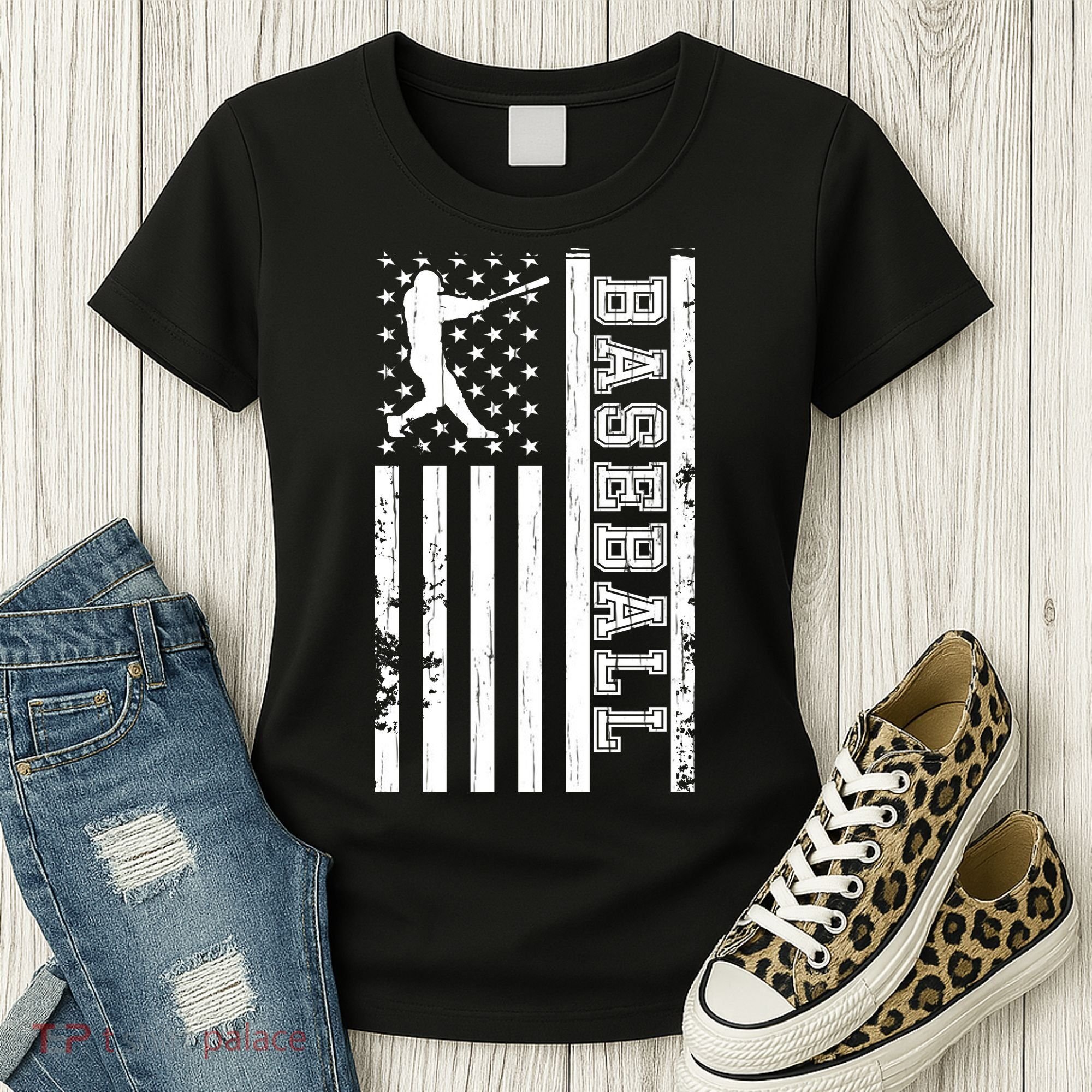 Baseball Pitcher USA Flag Women's T-Shirt
