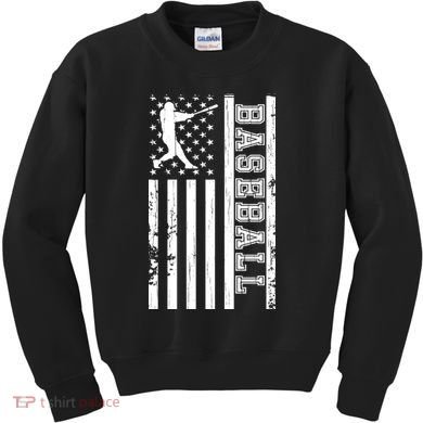 Baseball Pitcher USA Flag Kids Sweatshirt