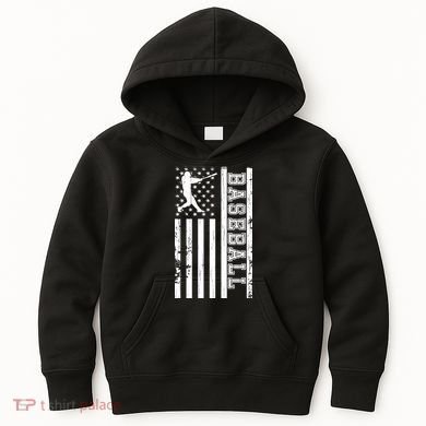 Baseball Pitcher USA Flag Kids Hoodie