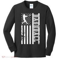 Baseball Pitcher USA Flag Kids Long Sleeve Shirt thumb 0
