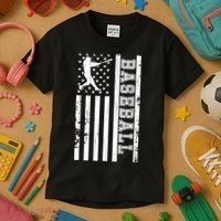 Baseball Pitcher USA Flag Kids T-Shirt thumb 3