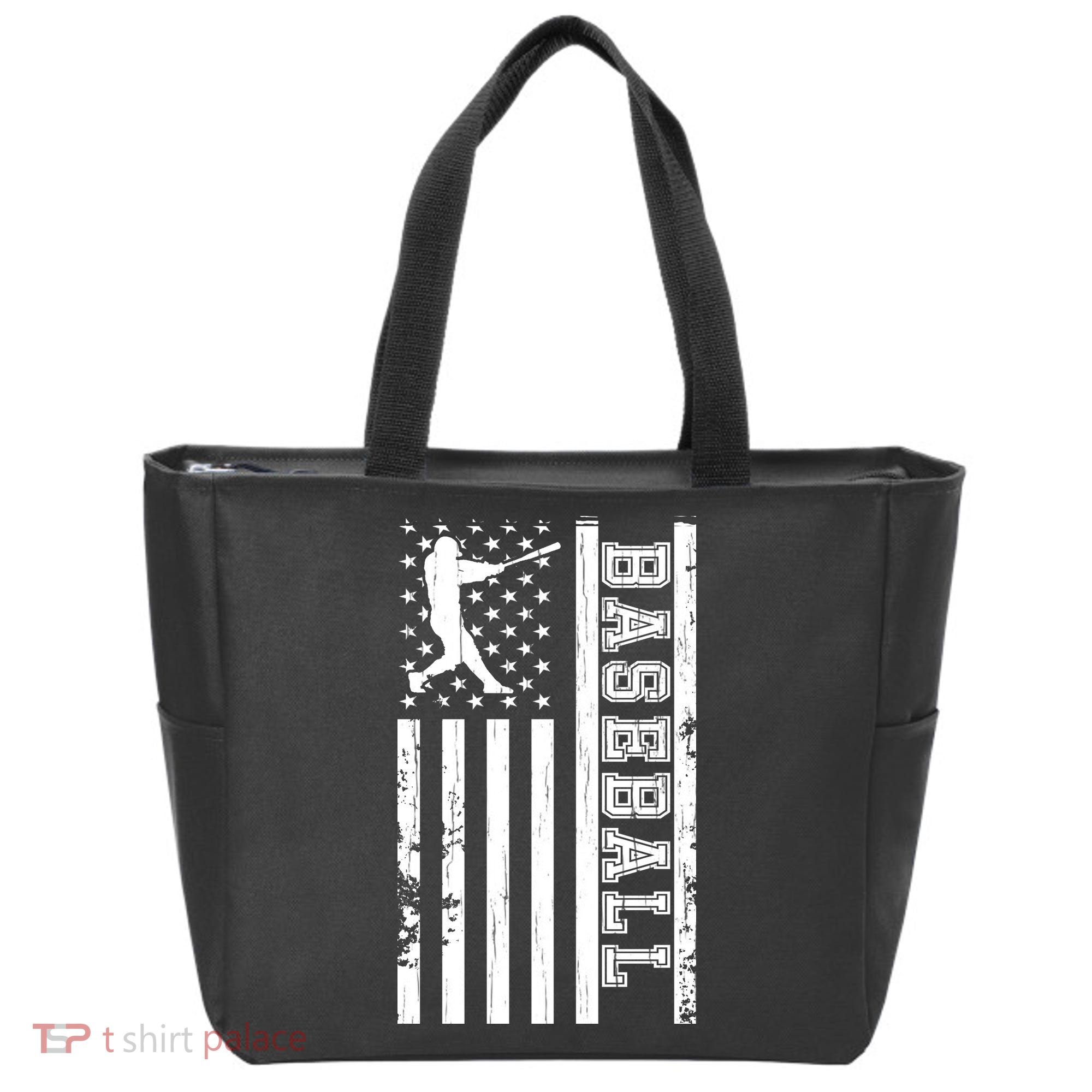 Baseball Pitcher USA Flag Tote Bag
