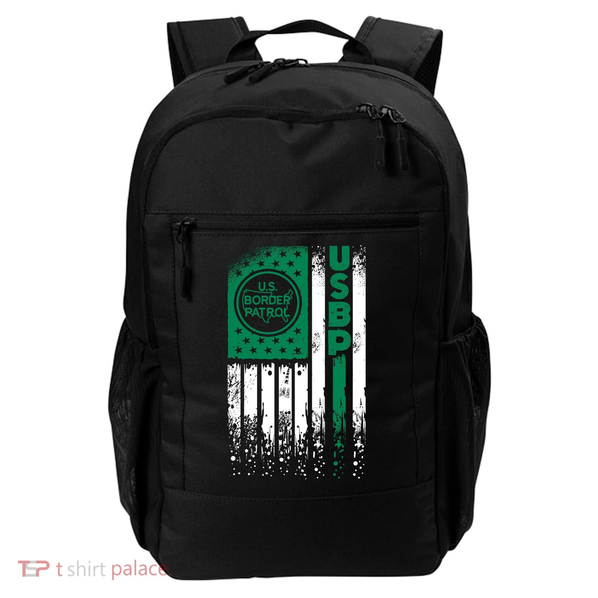 Border Patrol Us Flag Thin Green Line Law Enforcement Backpack