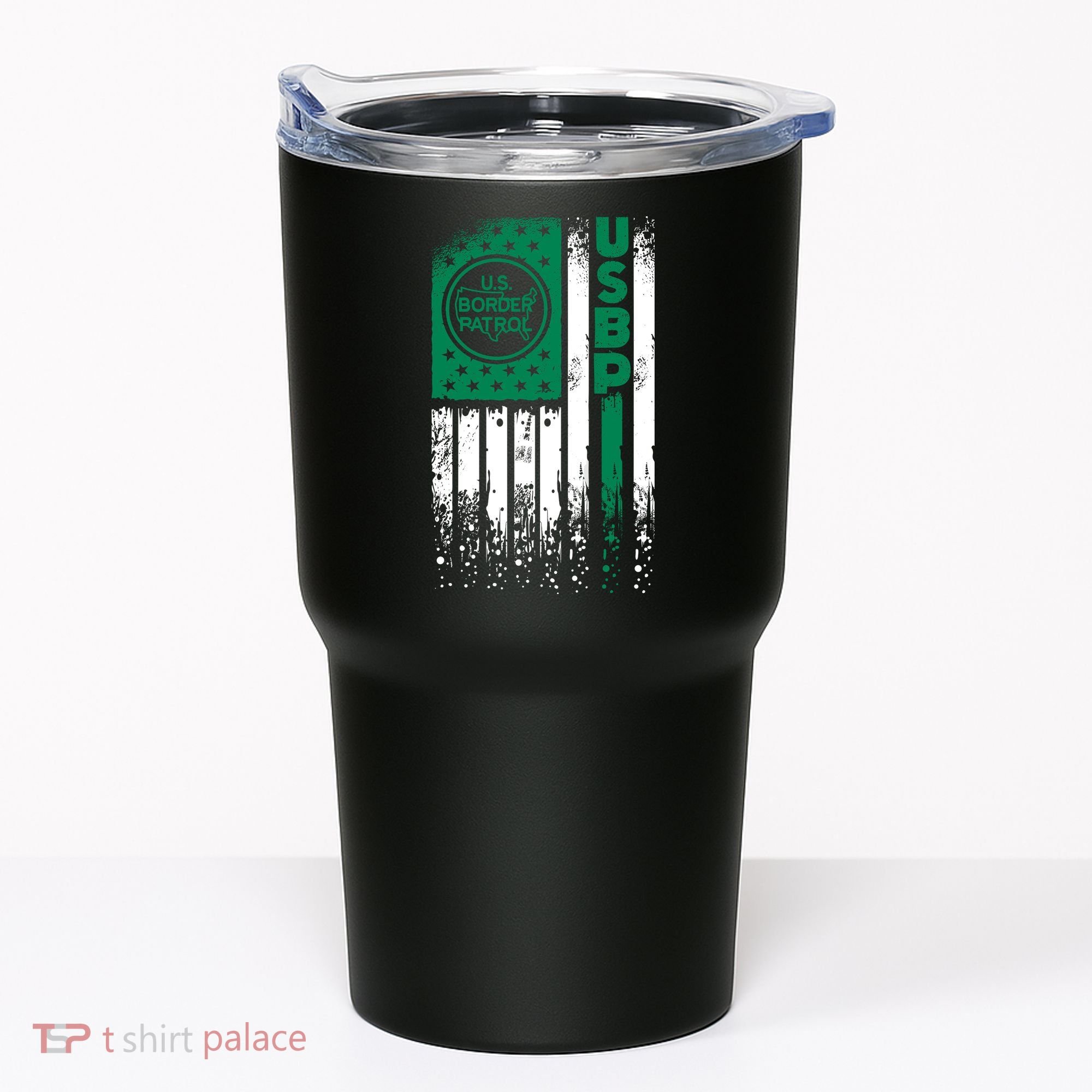 Border Patrol Us Flag Thin Green Line Law Enforcement Tumbler