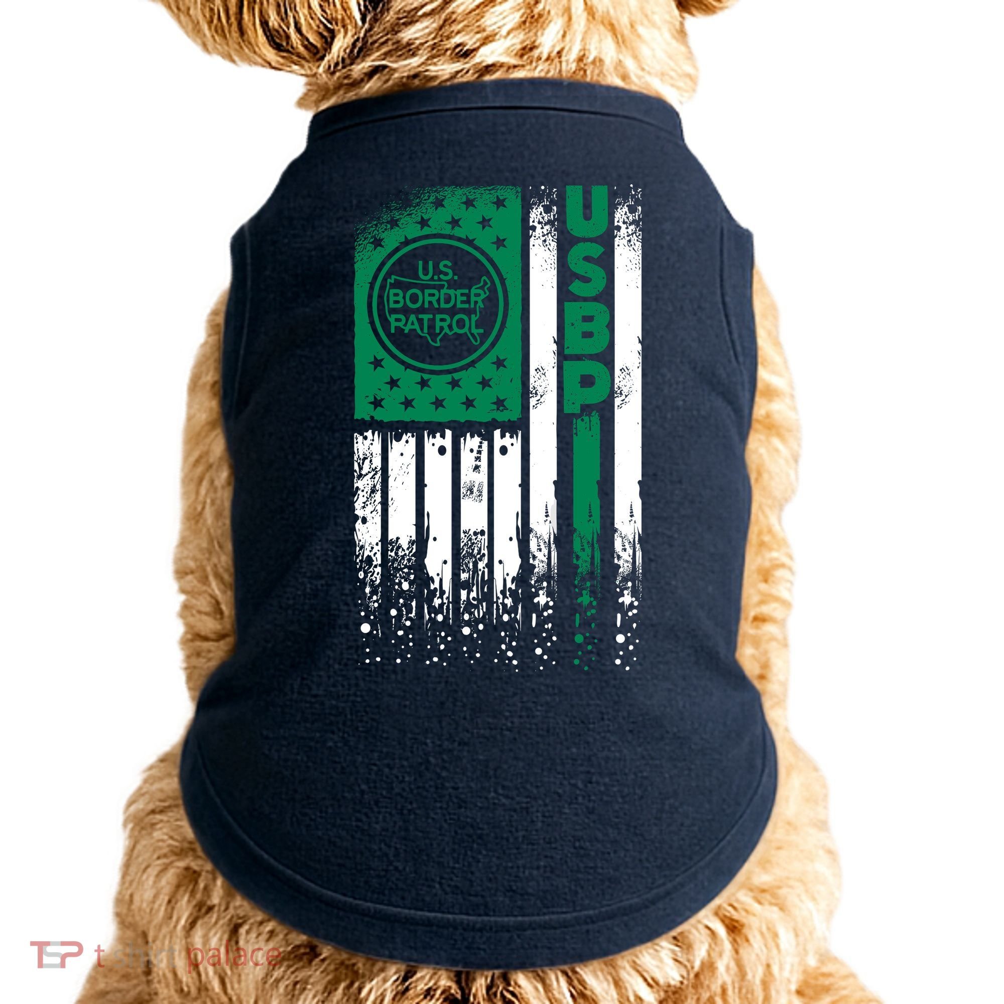 Border Patrol Us Flag Thin Green Line Law Enforcement Doggie Tank