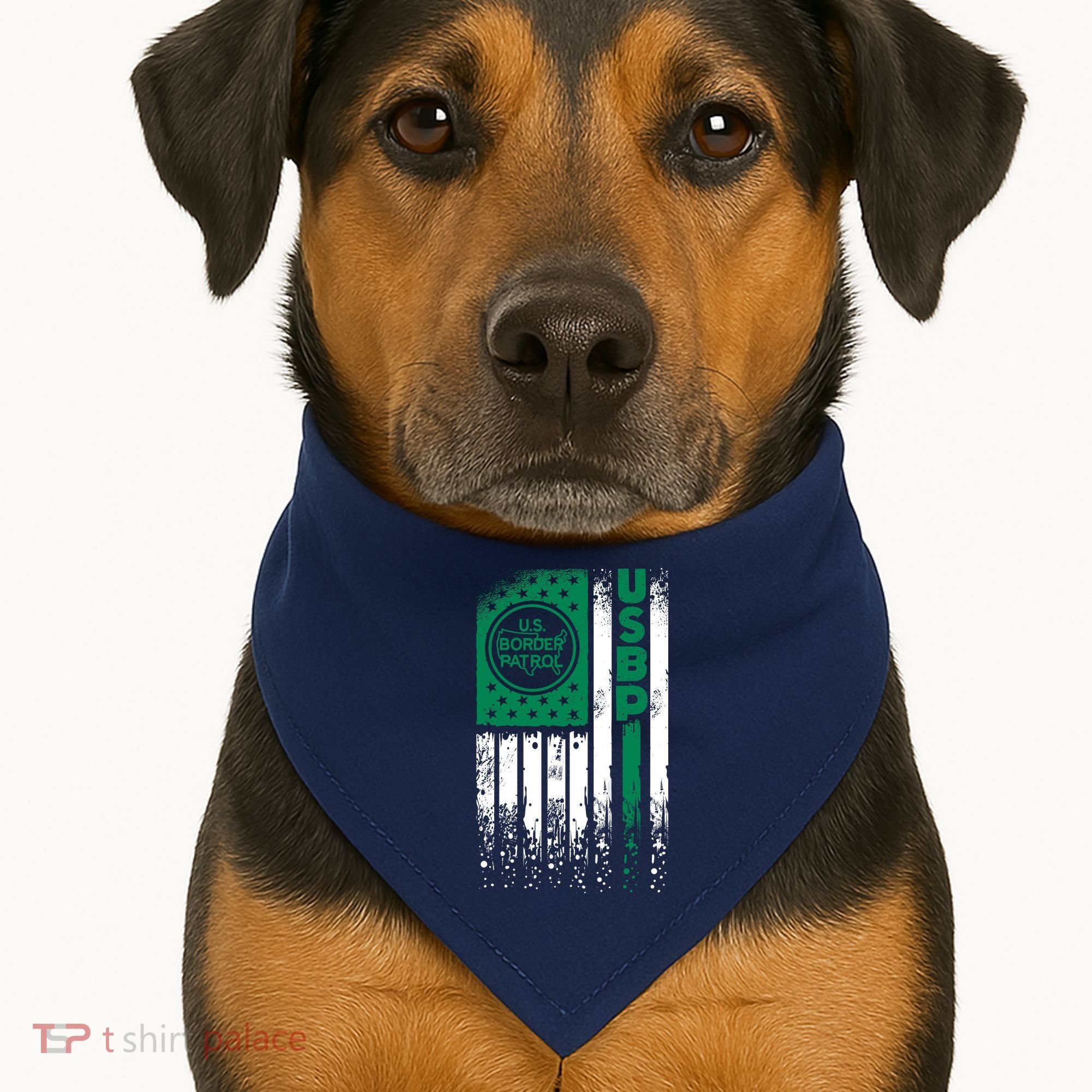 Border Patrol Us Flag Thin Green Line Law Enforcement USA-Made Doggie Bandana