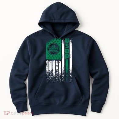Border Patrol Us Flag Thin Green Line Law Enforcement Hoodie