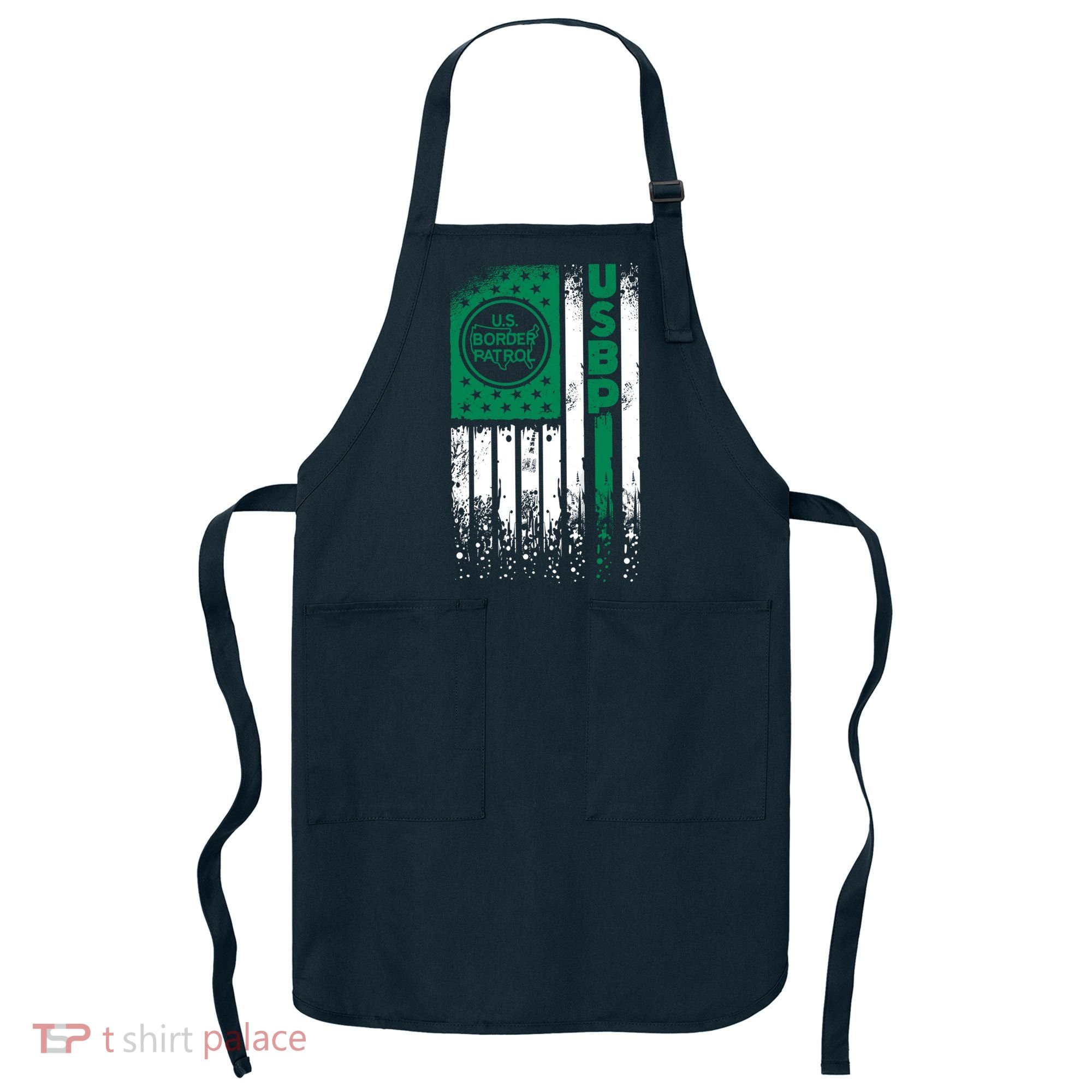Border Patrol Us Flag Thin Green Line Law Enforcement Apron
