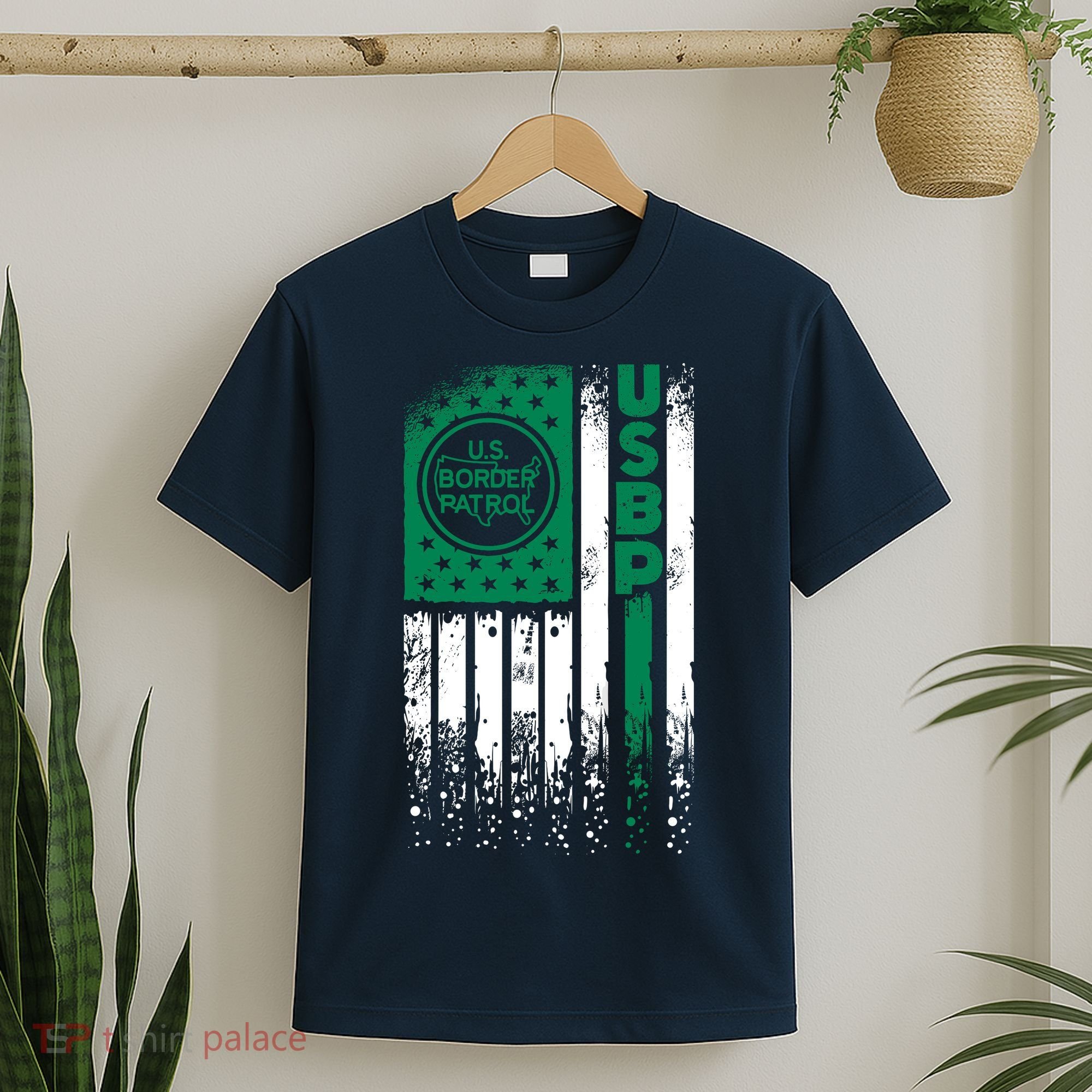 Border Patrol Us Flag Thin Green Line Law Enforcement T-Shirt