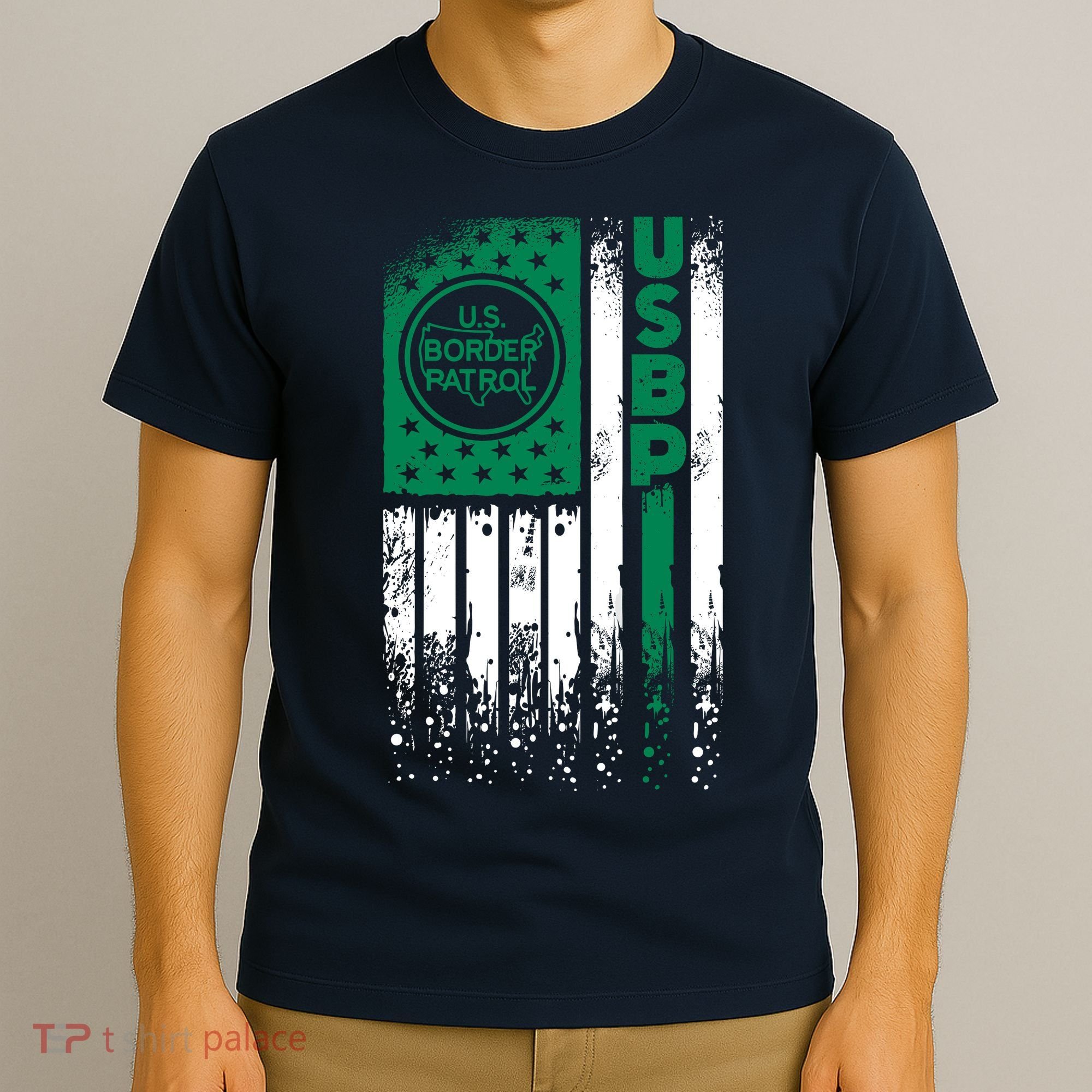Border Patrol Us Flag Thin Green Line Law Enforcement T-Shirt