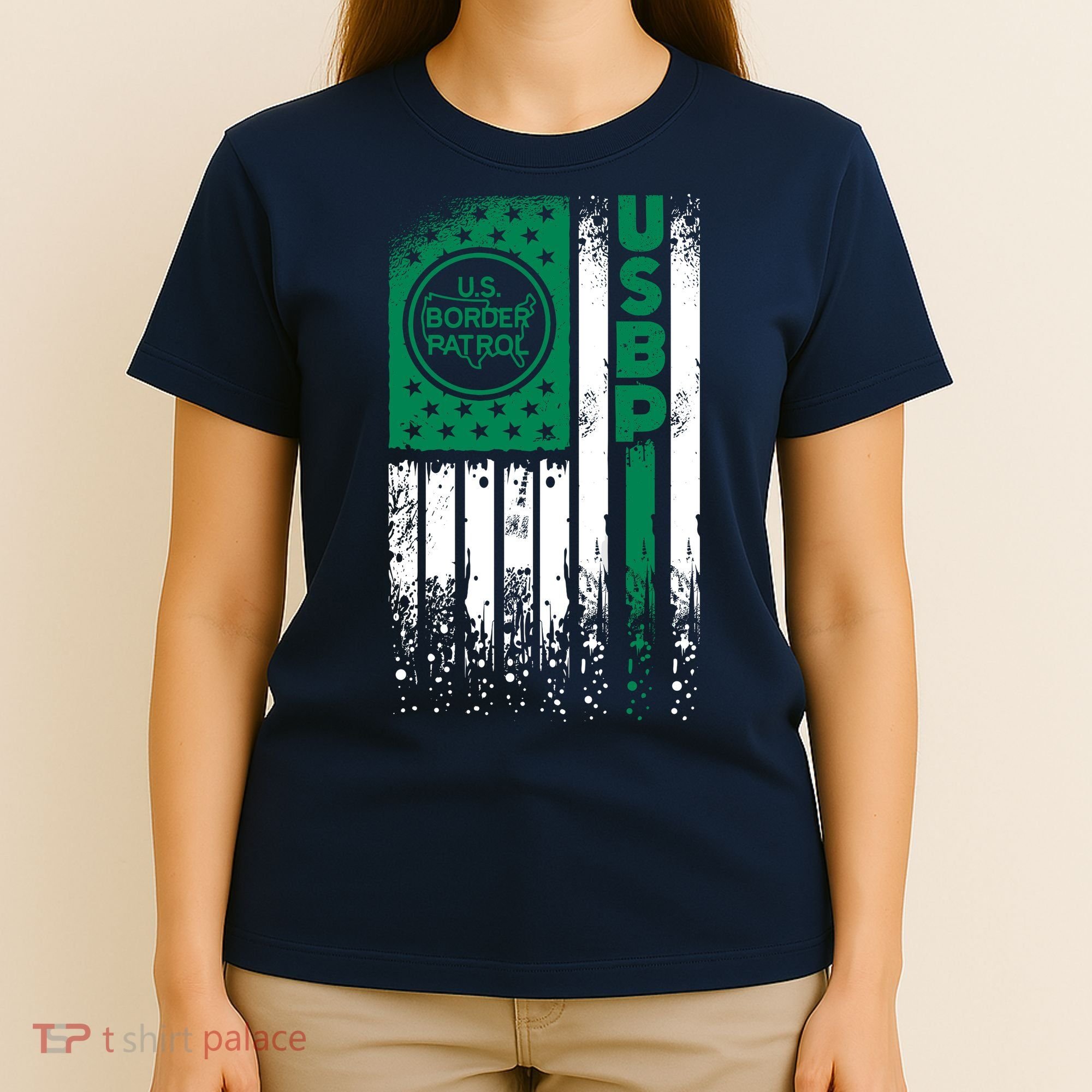 Border Patrol Us Flag Thin Green Line Law Enforcement T-Shirt