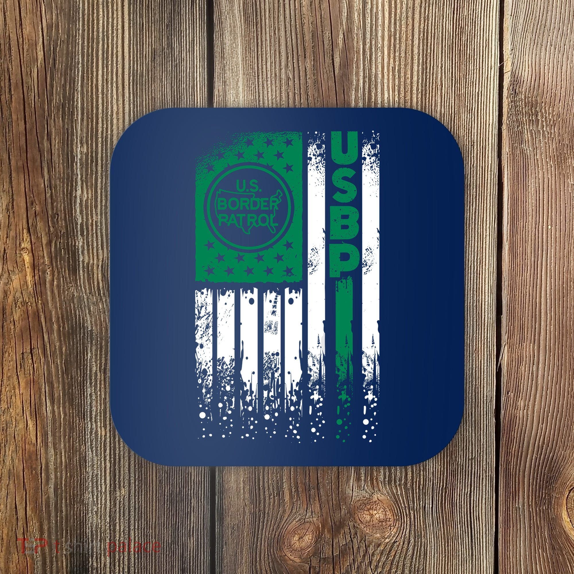 Border Patrol Us Flag Thin Green Line Law Enforcement Coaster