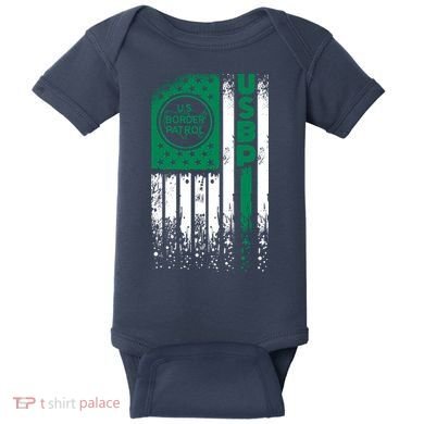 Border Patrol Us Flag Thin Green Line Law Enforcement Baby Bodysuit