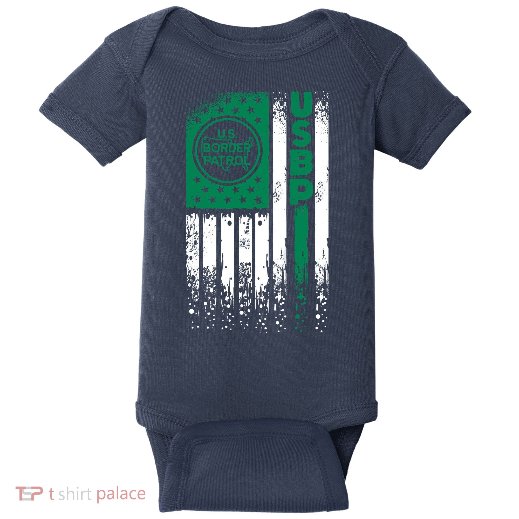 Border Patrol Us Flag Thin Green Line Law Enforcement Baby Bodysuit