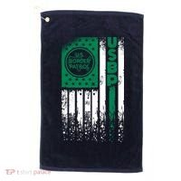 Border Patrol Us Flag Thin Green Line Law Enforcement Golf Towel thumb 0