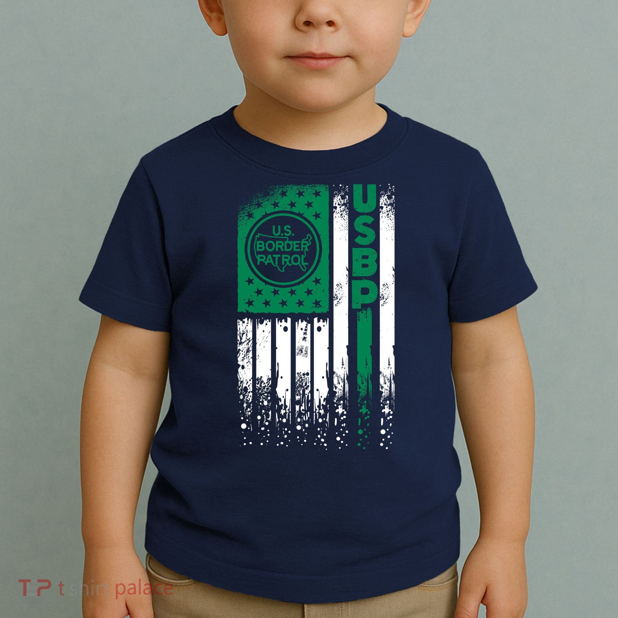 Border Patrol Us Flag Thin Green Line Law Enforcement Toddler T-Shirt