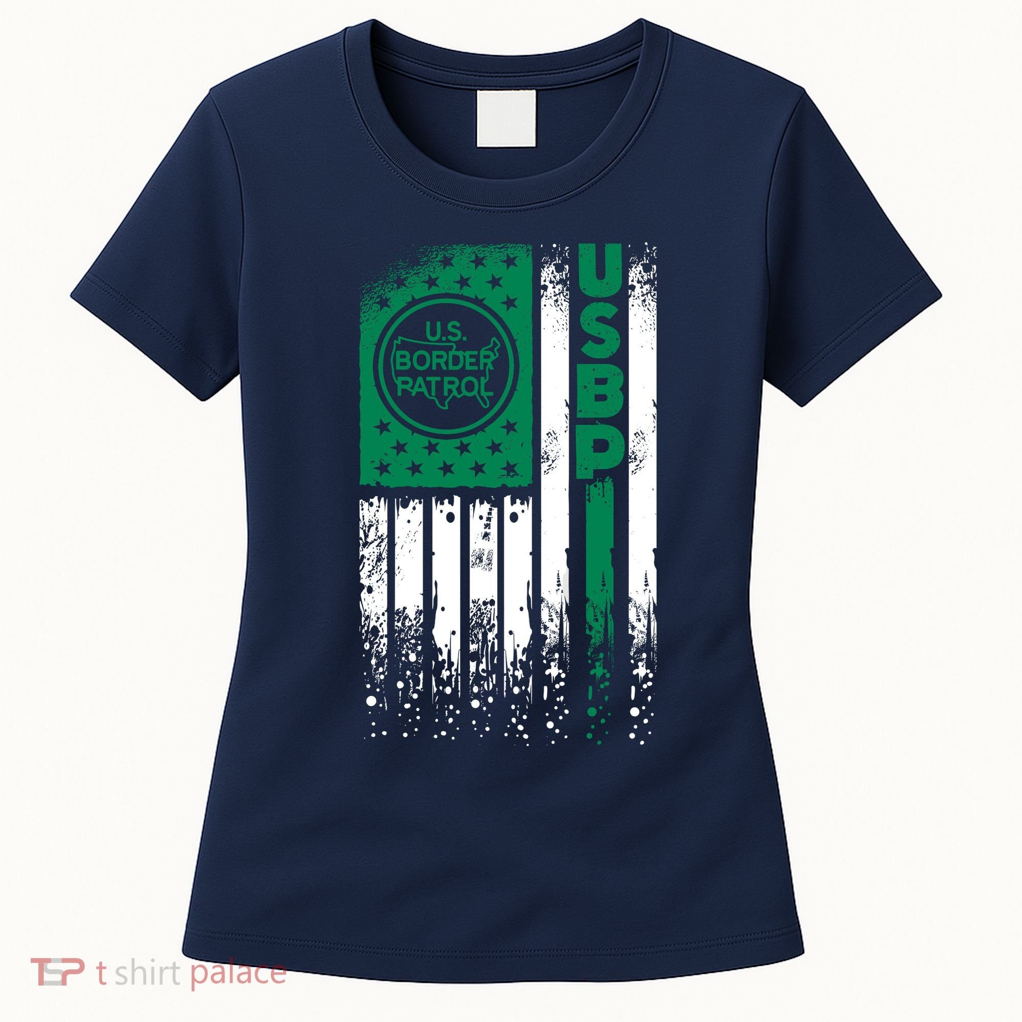 Border Patrol Us Flag Thin Green Line Law Enforcement Women's T-Shirt
