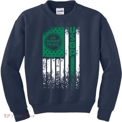 Border Patrol Us Flag Thin Green Line Law Enforcement Kids Sweatshirt