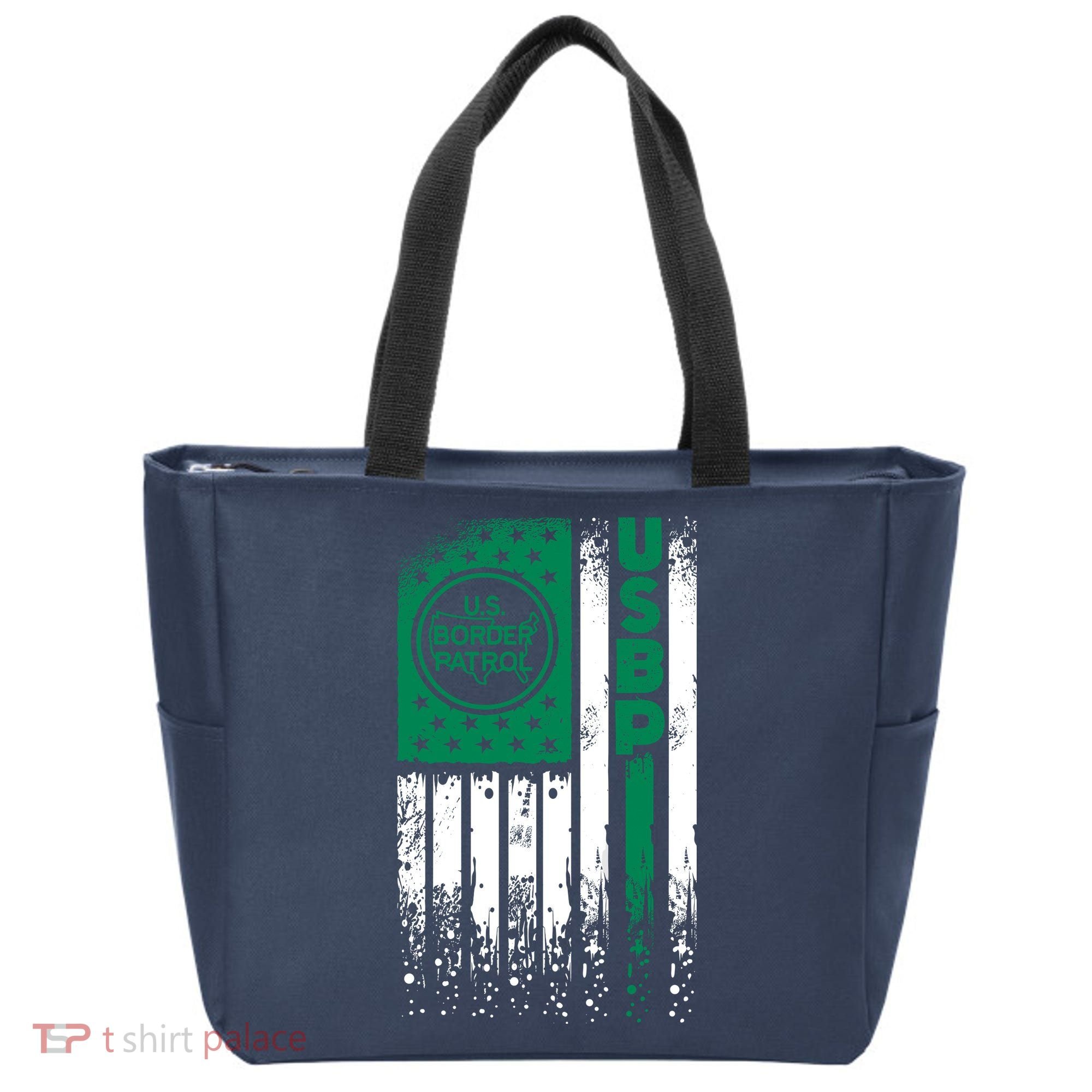 Border Patrol Us Flag Thin Green Line Law Enforcement Tote Bag