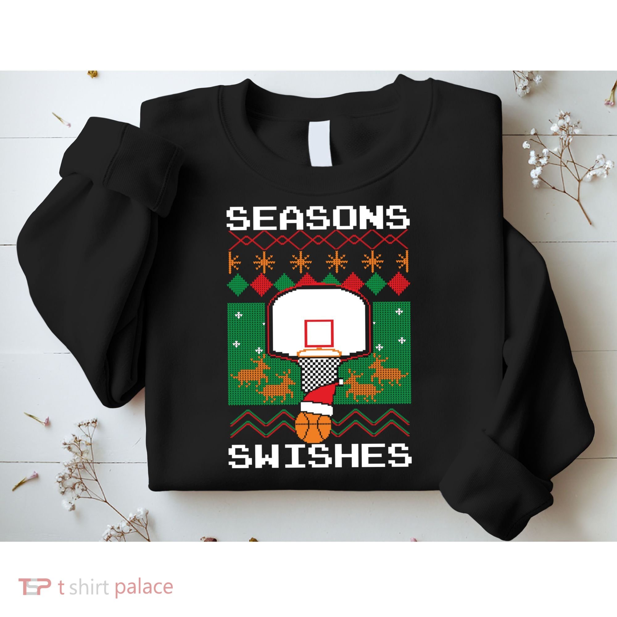 Basketball Player Ugly Christmas Sweater Seasons Swishes Sweatshirt