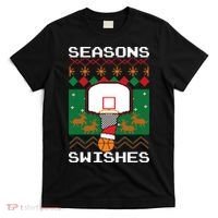 Basketball Player Ugly Christmas Sweater Seasons Swishes T-Shirt thumb 0