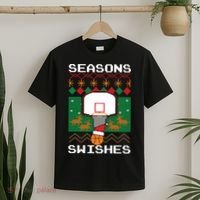 Basketball Player Ugly Christmas Sweater Seasons Swishes T-Shirt thumb 2